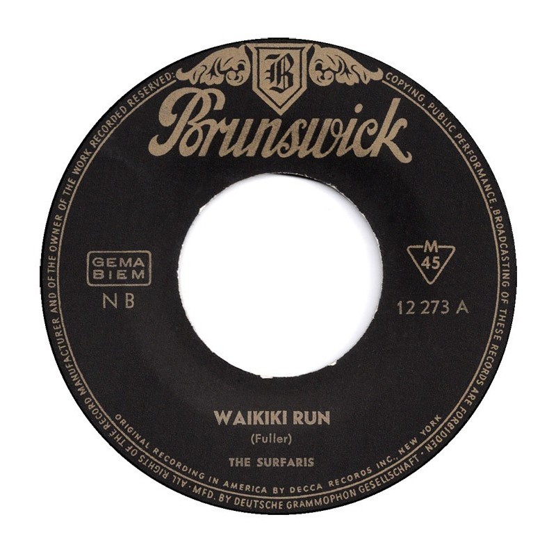 Surfaris ‎The – Waikiki Run / Point Panic|1963   Brunswick ‎– 12 273-Single