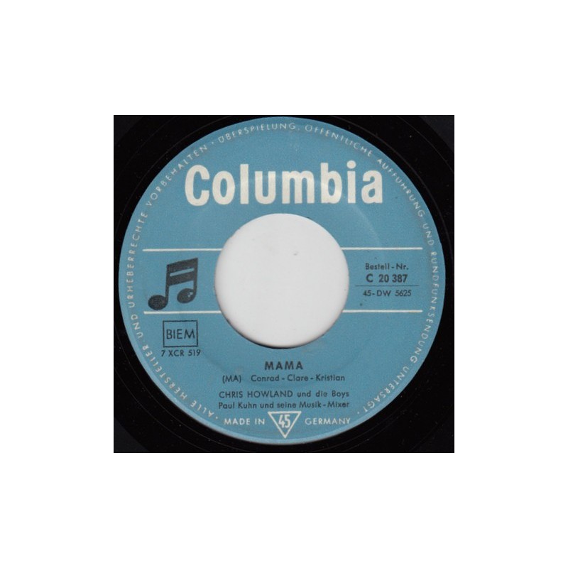 Howland Chris und die Boys ‎– Mama|1959     Columbia ‎– C 20 387-Single