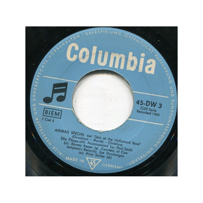 Fitzgerald ‎Ella – Airmail Special / I Can't Give You Anything But Love|1956     Columbia ‎– 45-DW 3-Single