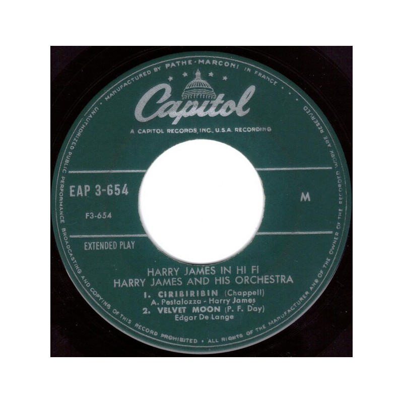 James Harry and his Orchestra ‎– Harry James In Hi-Fi|Capitol Records ‎– EAP 3-654-Single