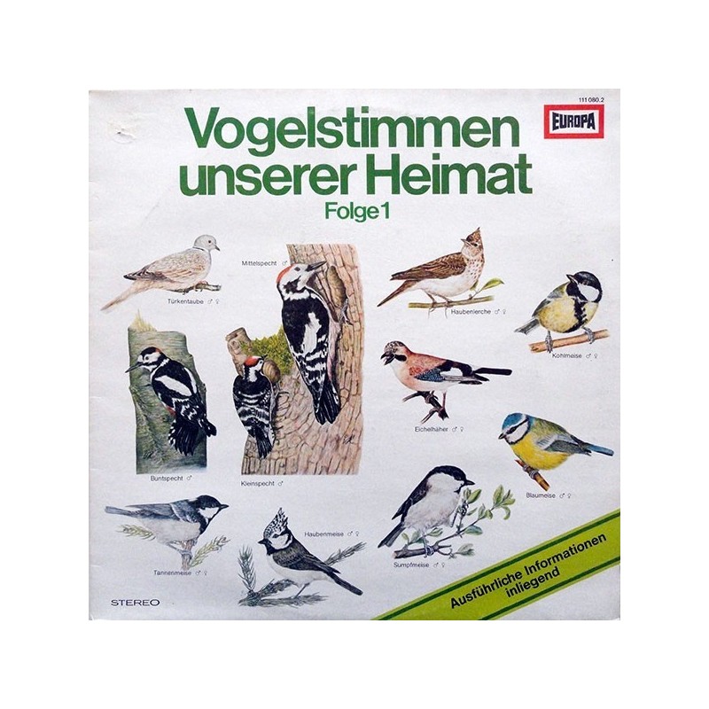 Various-No Artist ‎– Vogelstimmen Unserer Heimat Folge 1|1978    Europa ‎– 111 080.2