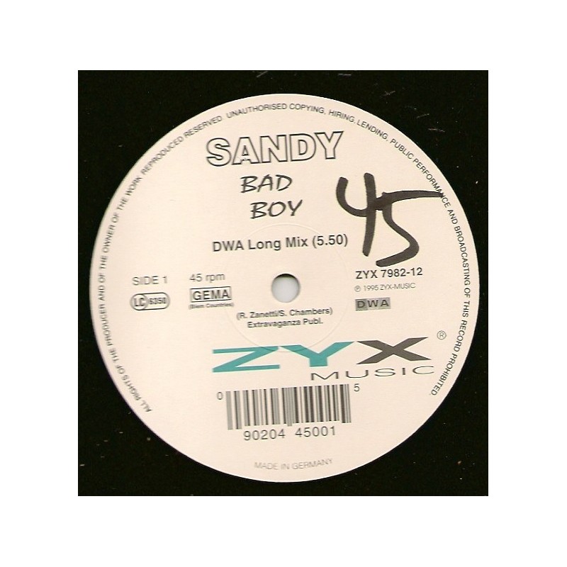 Sandy ‎– Bad Boy |1995    ZYX 7982-12 -Maxi-Single